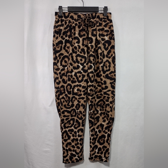 PrettyLittleThing Animal Print Casual Pants Womens 6 Brown Boho Retro 90s Y2K - Picture 2 of 9